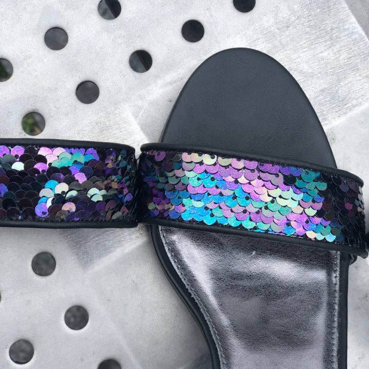 Alinio Block heel with Purple Sequins shoe accessory for wholesale by In.a.grüv Interchangeable Footwear