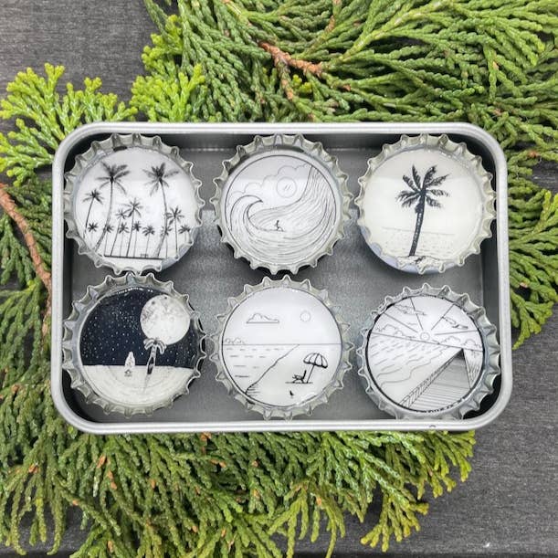 Beach Ya To It Bottle Cap Magnets for wholesale by Simple Mind Design