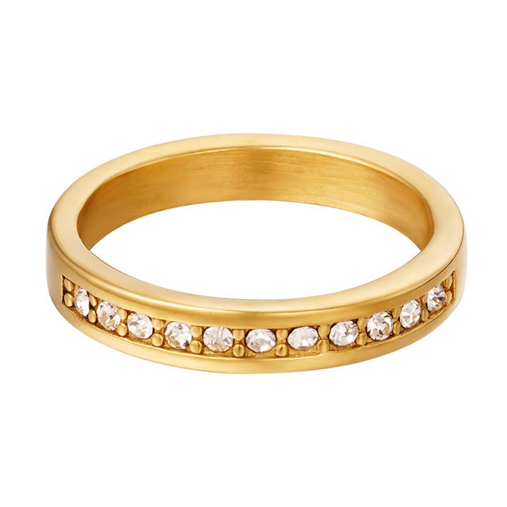 Edelstahlring mit Zirkonsteinen für den Großhandel von SHINE BUY