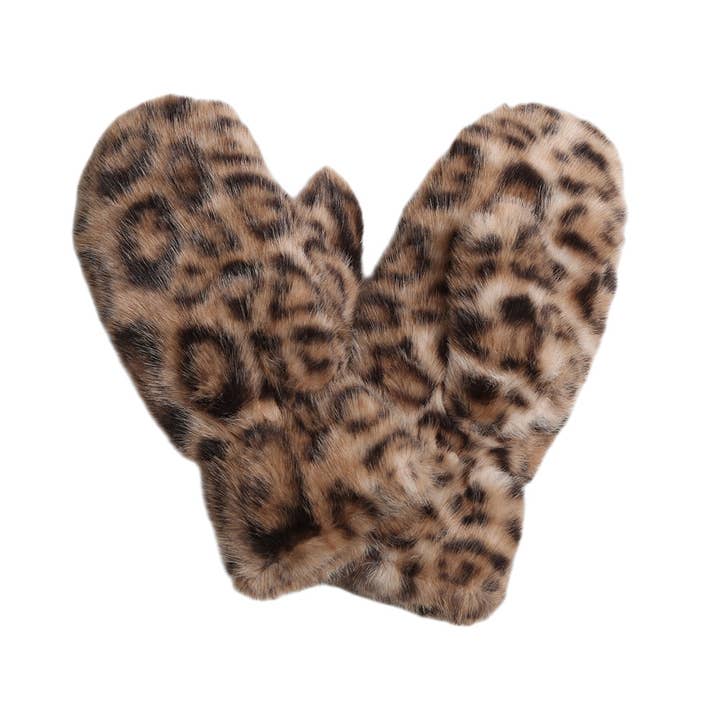 Sensibling Corp. - Wholesale Mittens - Women's - 12Pairs - Leopard Faux Fur Winter Mittens3