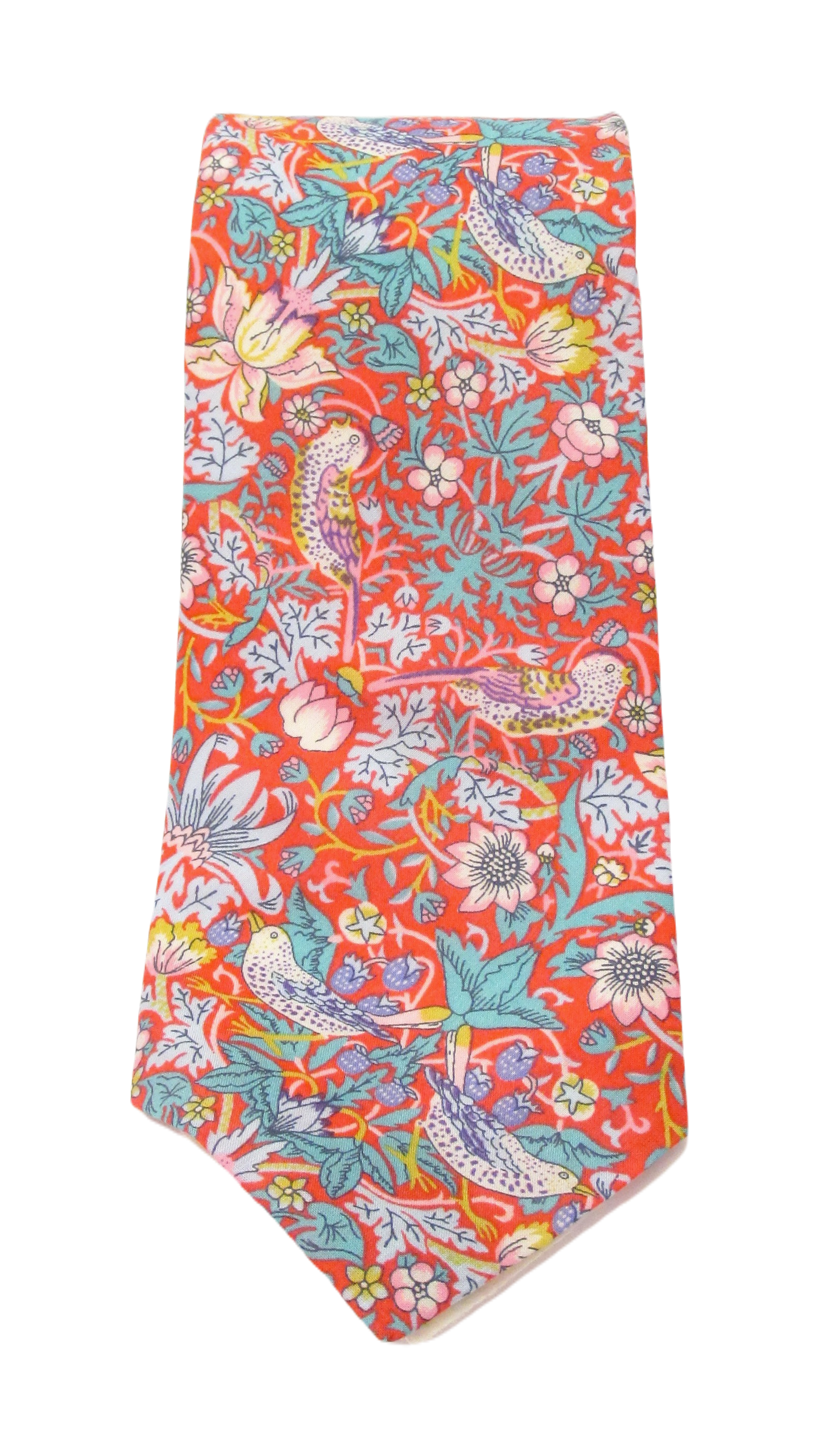 Cecil Jones - Vendita all'ingrosso Cravatta - Uomo - Cravatta Strawberry Thief in cotone rosso realizzata con tessuto Liberty2