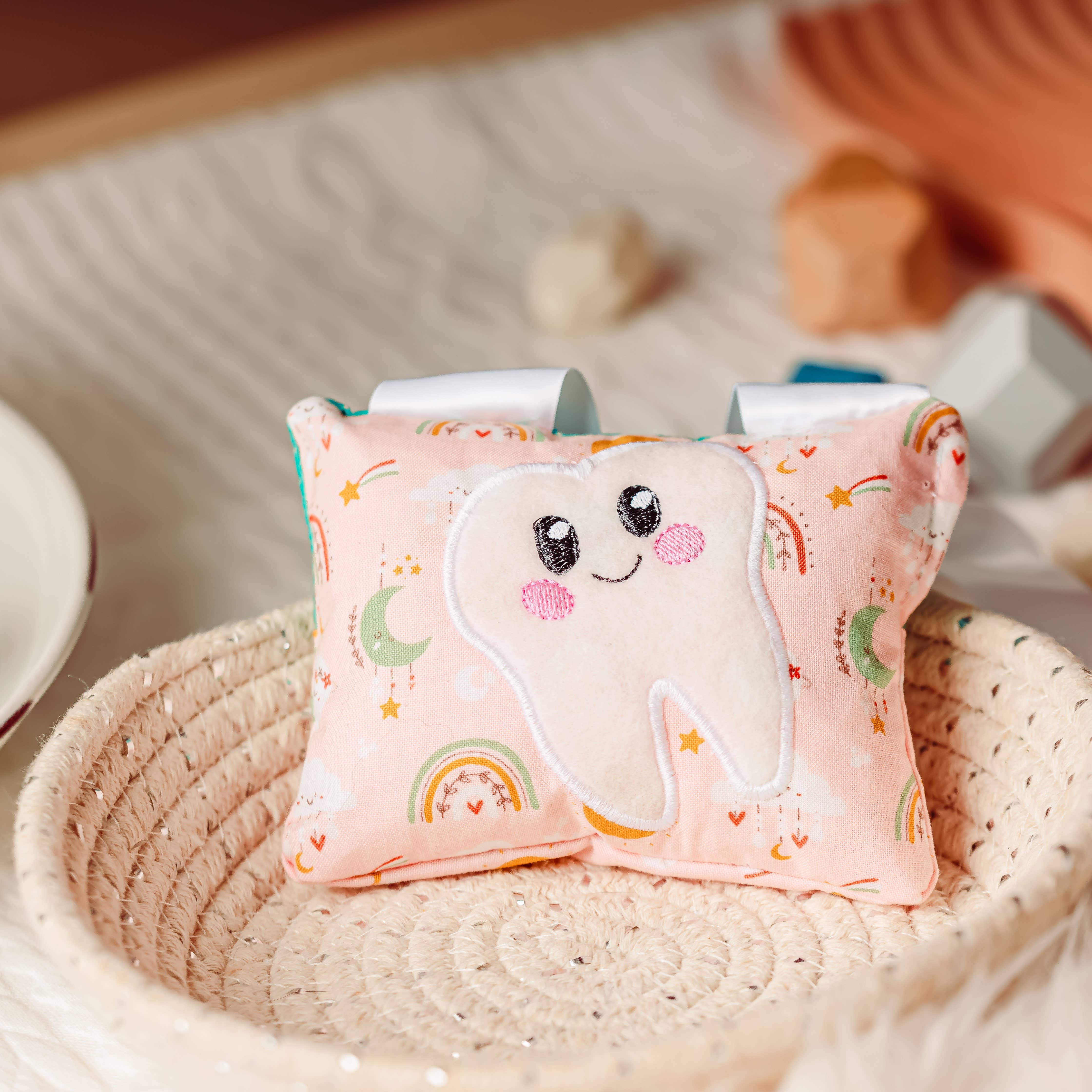 Tiny Owls Gift Co. - Wholesale Toothfairy Pillow - Kids - Rainbow Moons Tooth Fairy Pillow