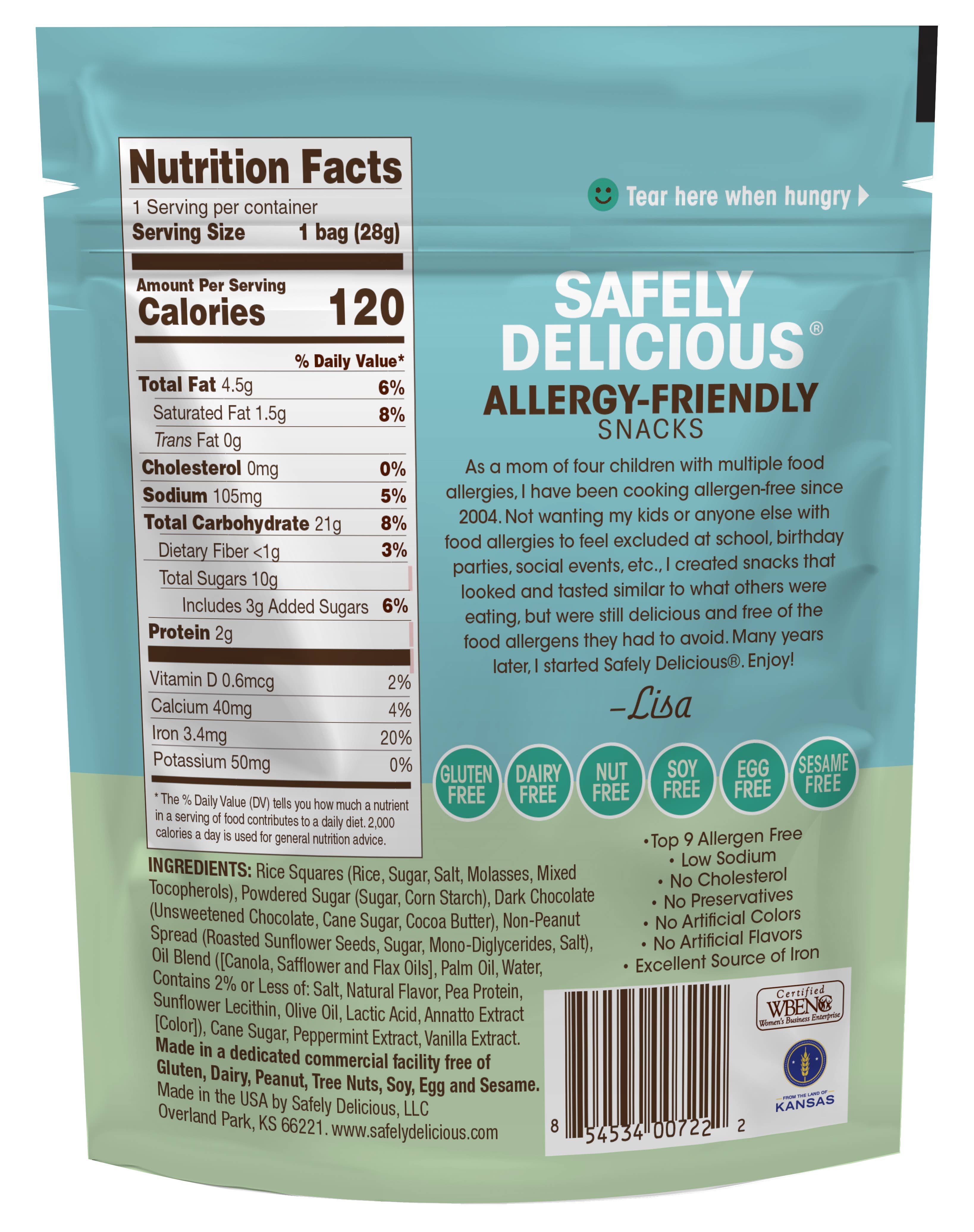 Safely Delicious, LLC - Vendita all'ingrosso Barrette - Minty Bites 1 oz - Senza allergeni, senza glutine, vegano1