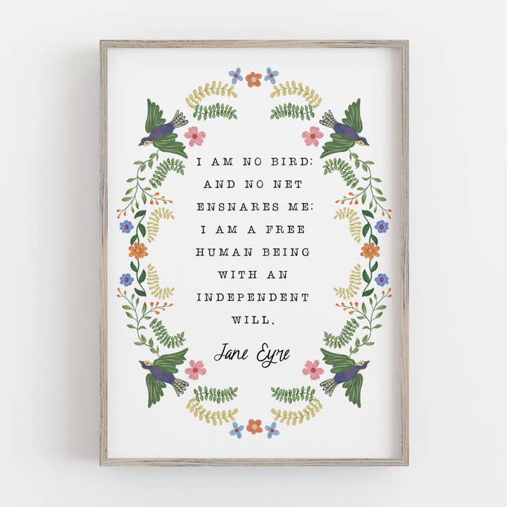 Jane Eyre - 'I Am No Bird' Literary Print for wholesale by Quote and Quill