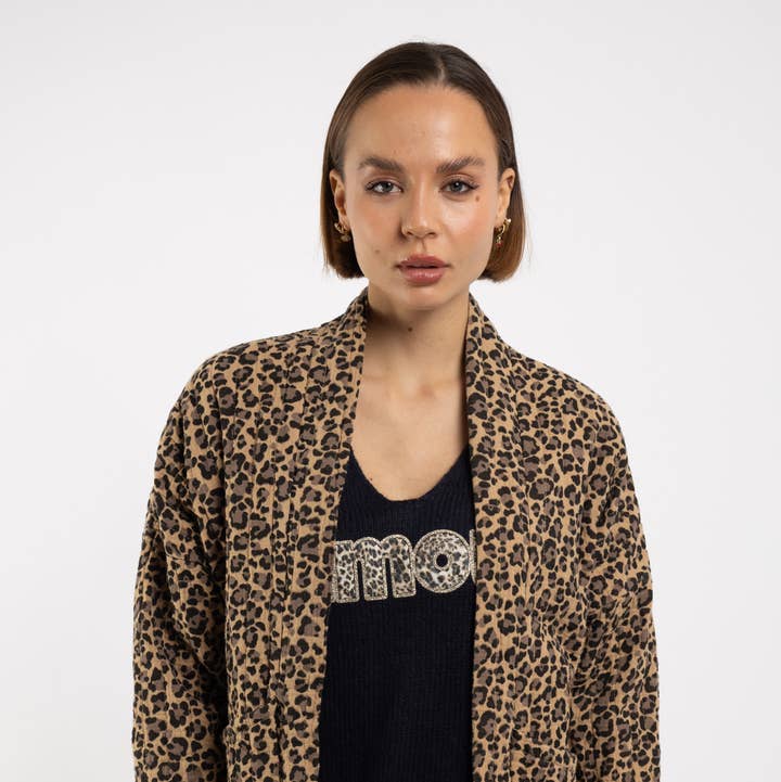 Mimi & Gogo – Engroshandel Jakke - Dame – Quiltet Bomulds Gaze Jakke Med Leopard5