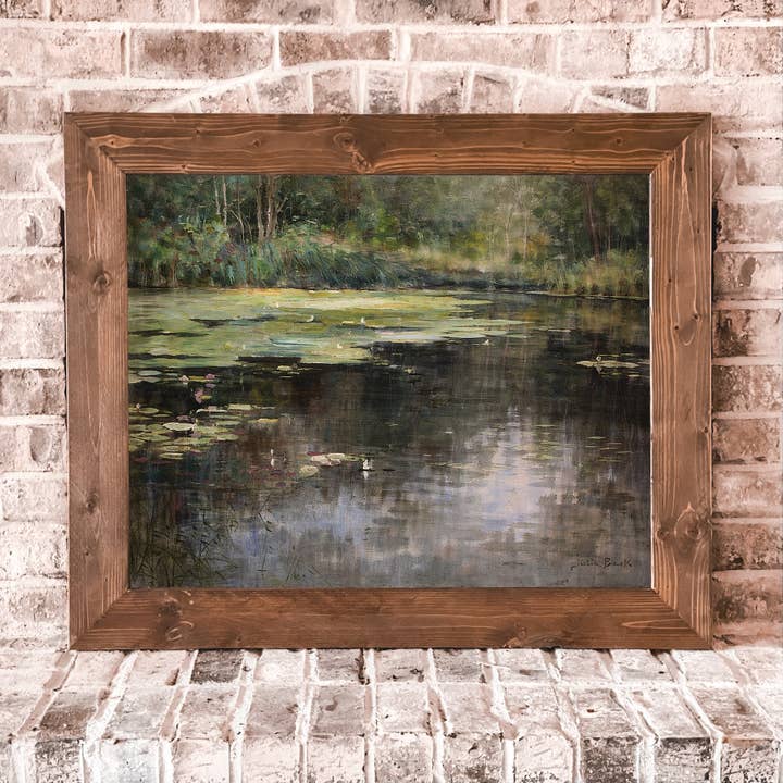 Frog Pond Landscape Framed Wall Art Vintage Nature Print for wholesale by Swinford Designs
