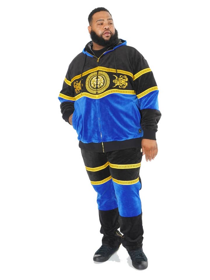 Conjunto de veludo grego M4600 Makobi - preto/real por atacado de Makobi