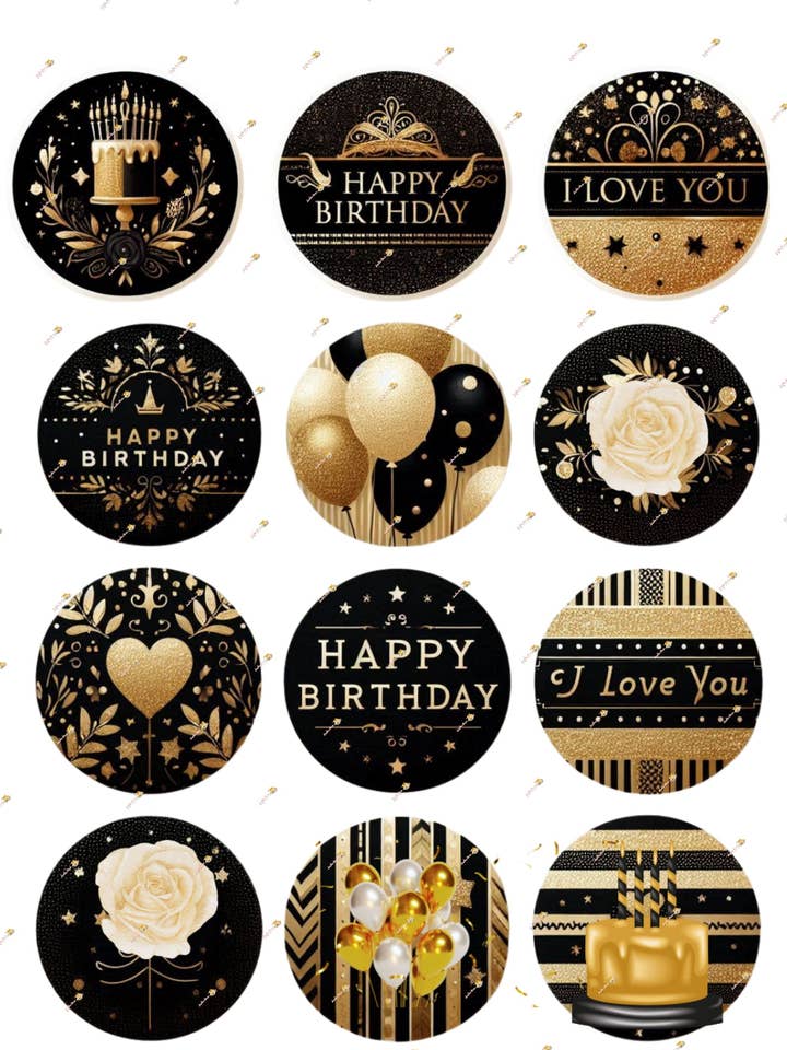 Black and Gold Happy Birthday Collection for wholesale by Sunshine Boxes