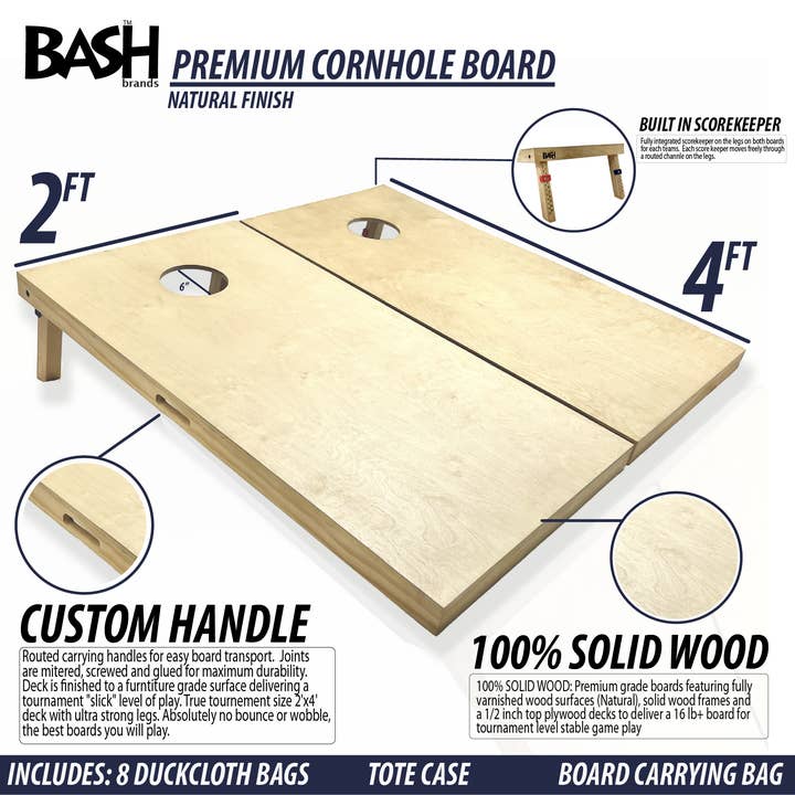 Bash Brands - Wholesale Cornhole - Premium Pro Grade Regulation Cornhole Board (Solid Wood)3