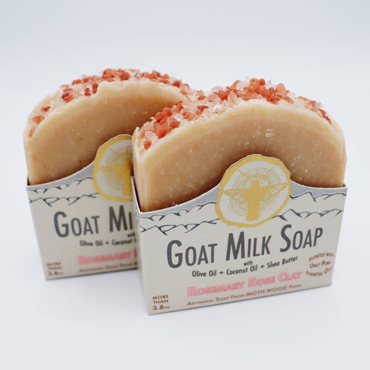 Rosmarin Rose Clay Ziegenmilchseife für den Großhandel von MOTH WOOD