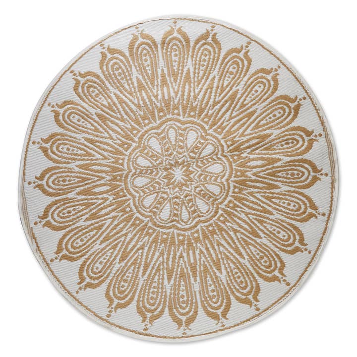Welcome Home Unbeatable Deals - Wholesale Area Rug - Taupe Sunflower Outdoor Rug 5 Ft Round