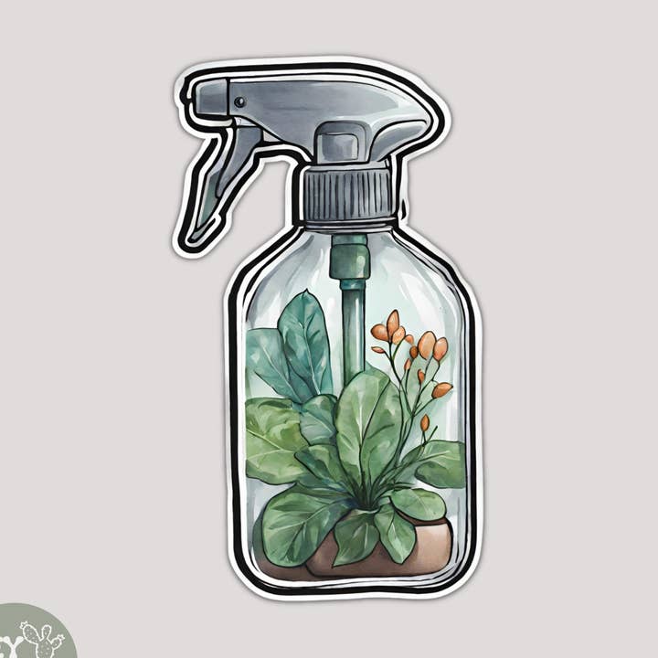 Spray Bottle Terrarium Plant Vinyl Sticker for wholesale by Hey Dana