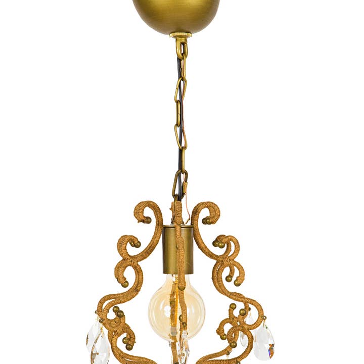 Hanging Garden Gold Cord Wrapped Glass Crystal Chandelier for wholesale by Xia Home Fashions & Manor Luxe