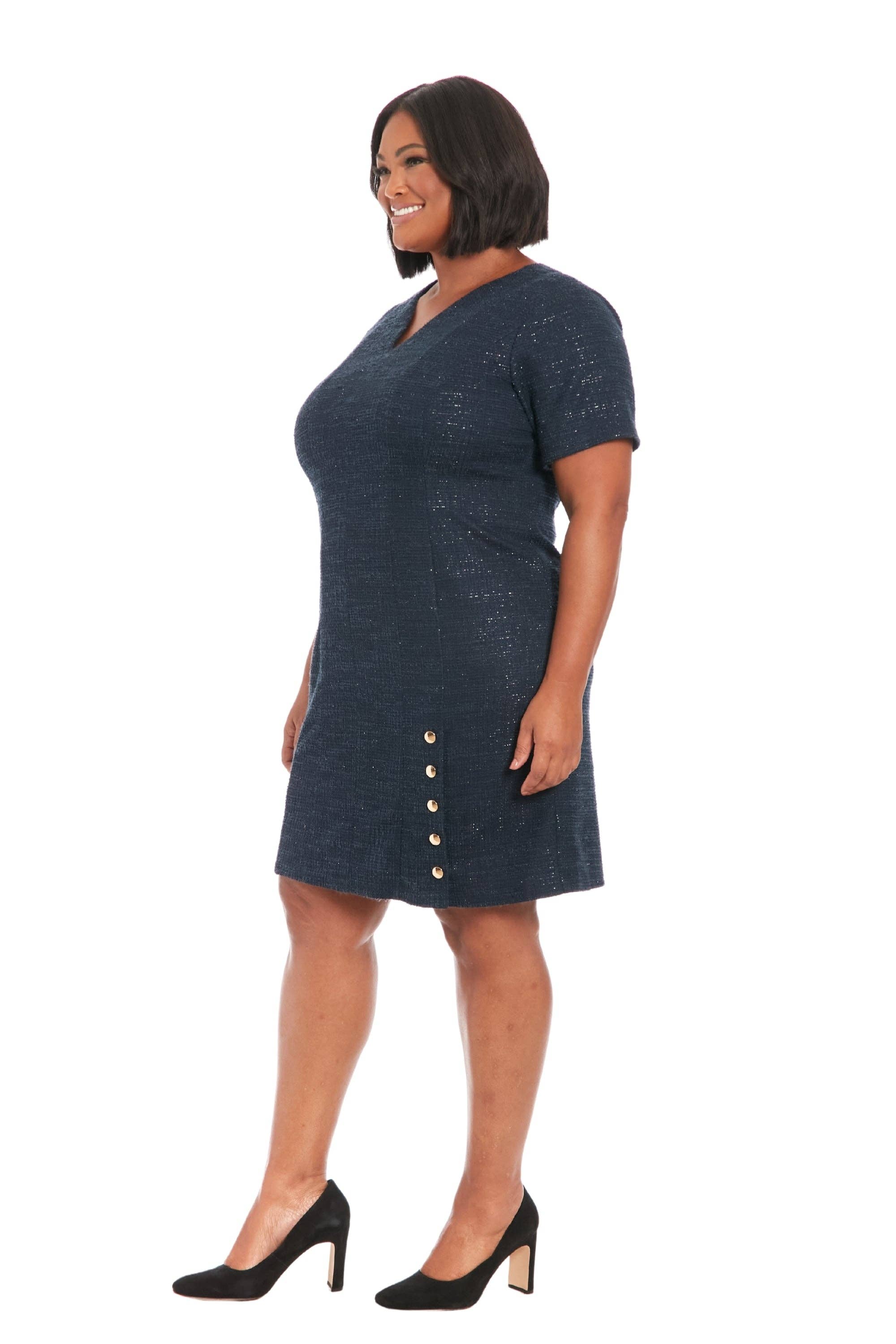 Maggy London Group - Wholesale Dress - Women's - CURVED NECKLINE SHORT SLEEVE SHEATH WITH BUTTONS10