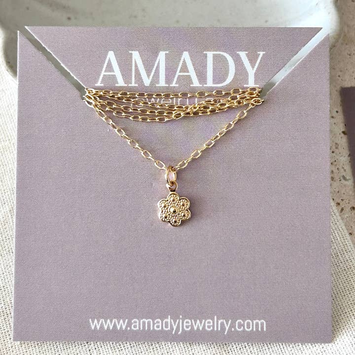 Amady Jewelry – wholesale Pendant/charm necklace – Tiny Flower charm necklace floral jewelry5