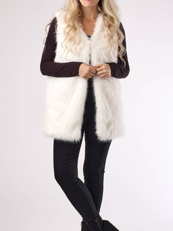 Kaleidoscope Accessories - Wholesale Outerwear Vest - Women's - Shaggy Fur Vest, 2 Assorted4