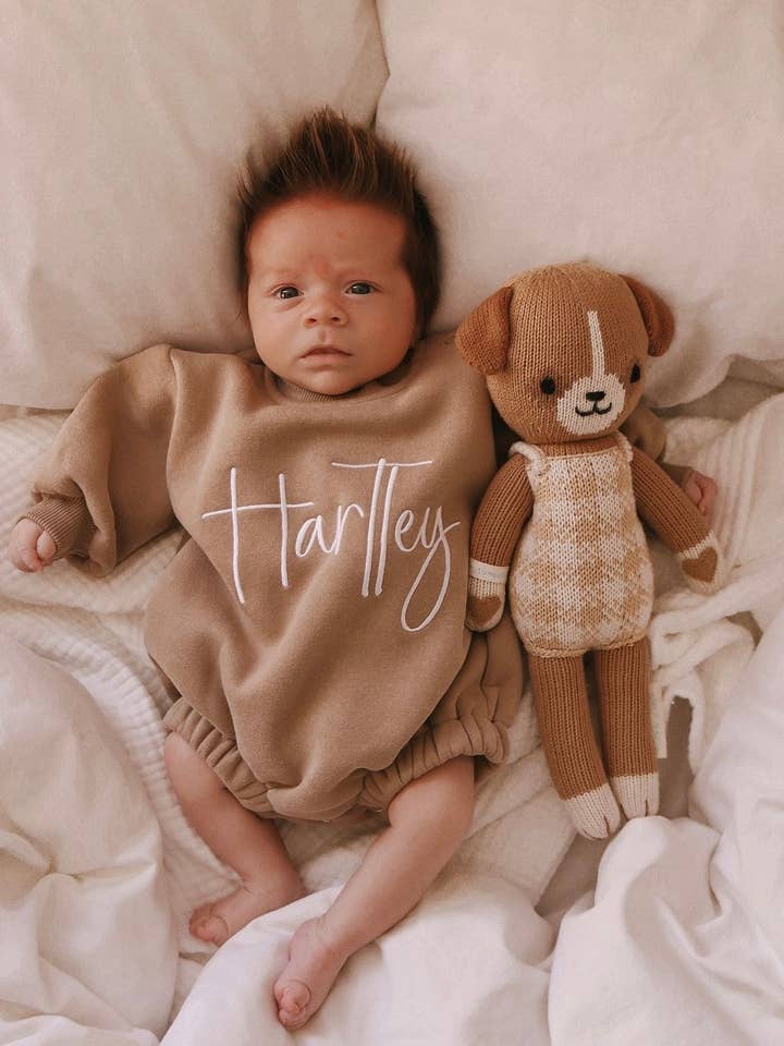 Petite + Co - Wholesale Jumpsuit - Baby - BUBBLE ROMPER - BROWN