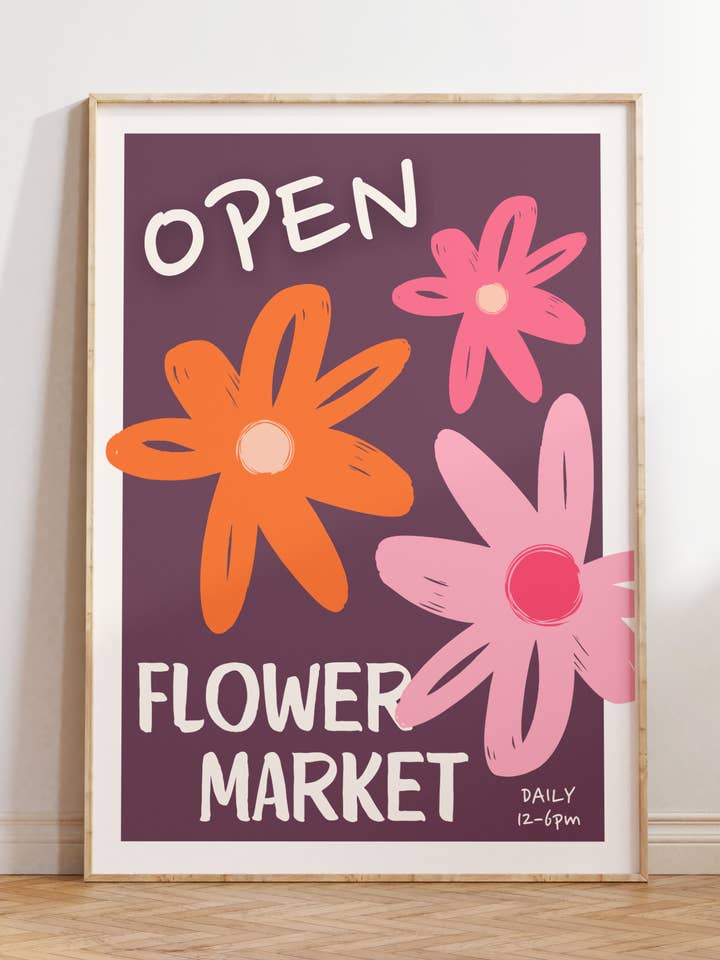 Flower Market Print | Flower Poster | Funky Wall Art Decor for wholesale by By Honey Studios