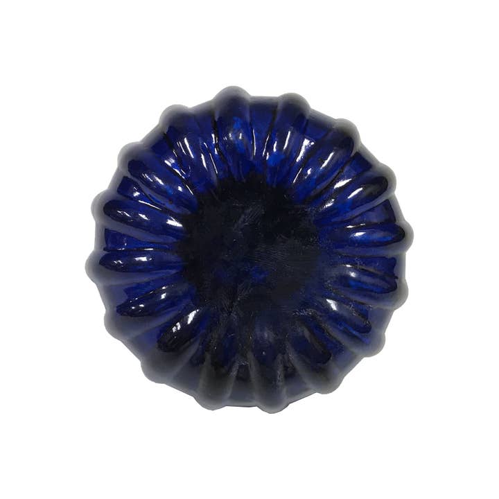 Madison Bay Co. - Historical Home Decor Reproductions - Wholesale Ink Pad - Cobalt Blue Swirl Glass Vintage Inkwell With Nickel Lid2