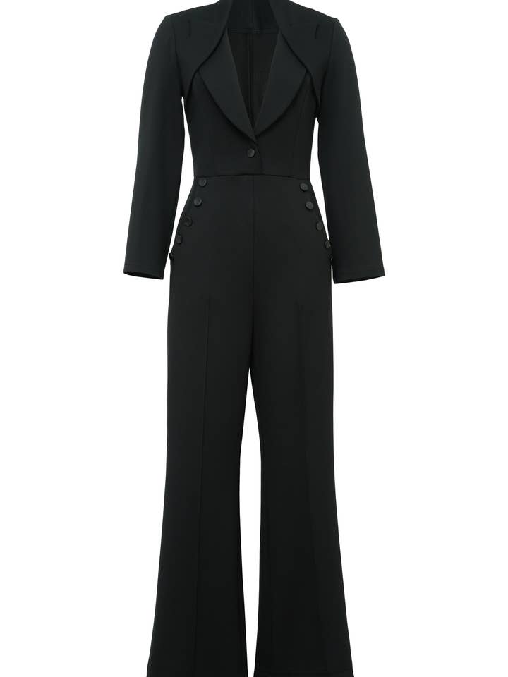 Mono con botones Ponte de talla grande Chic Star en negro 030824 para venta al por mayor de CHIC STAR