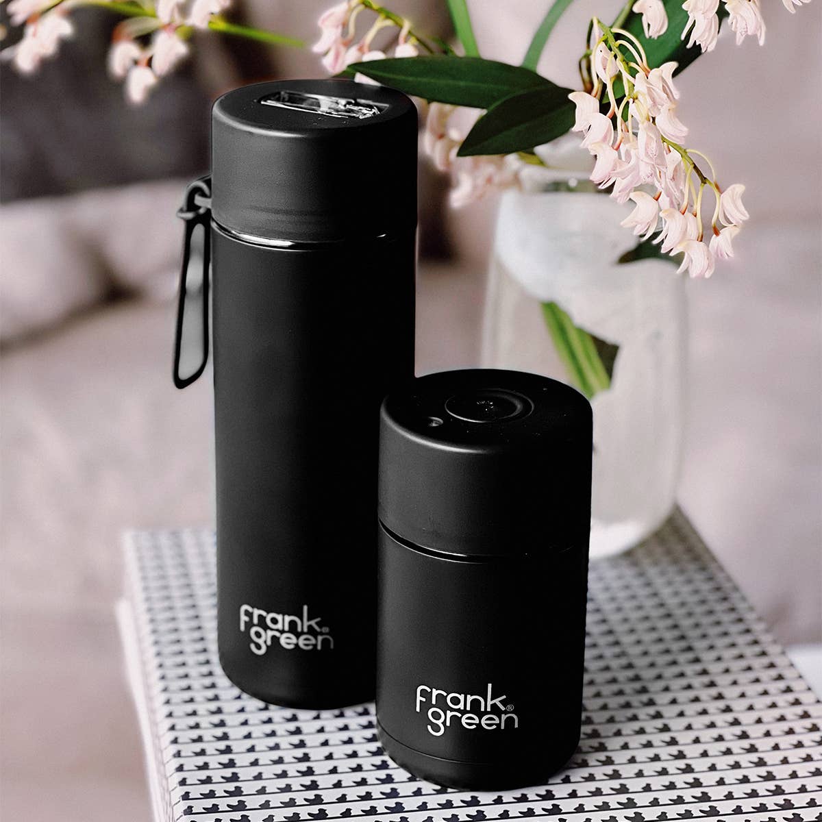 frank green – wholesale Insulated mug/tumbler – 12oz/355ml Reusable Cup Midnight with Push Button Lid 1
