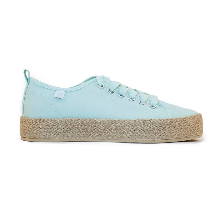 Ada Women's Aqua Marine Canvas Lace-Up Espadrilles for wholesale by Walk In Pitas UK