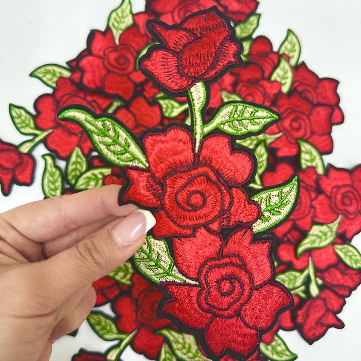ABLNco - Wholesale Patch - trucker hat patches 5” red roses vine patch iron on