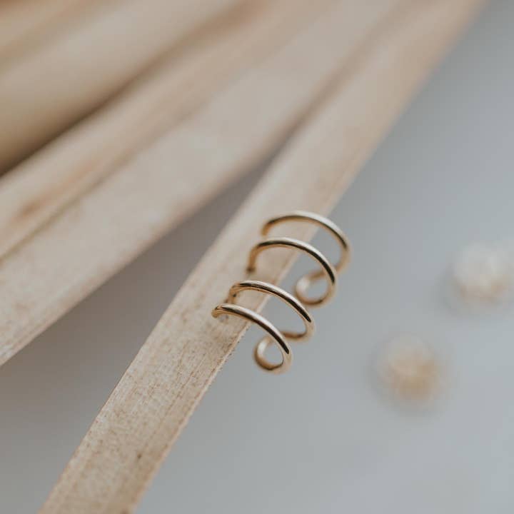Hello Adorn - Wholesale Hoop Earrings - Double Up Posts | 14kt Gold Fill + Sterling Silver4