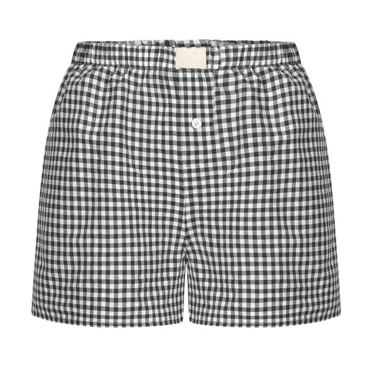 Rosa Clothing - Wholesale Shorts - Women's - Everywhere Gingham Elastic waist Pull-On Boxer Shorts2