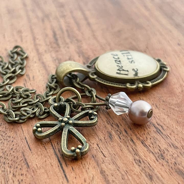 Ivy Barn Designs - Wholesale Pendant/Charm Necklace - Peace Be Still Bible verse necklace Inspirational Jewelry