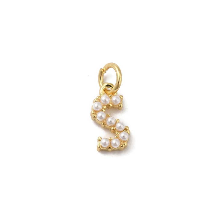 The Charm Bar Company - Wholesale Individual Charm/Pendant - Gold Large Pearl Initial Letter | Alphabet Charm18