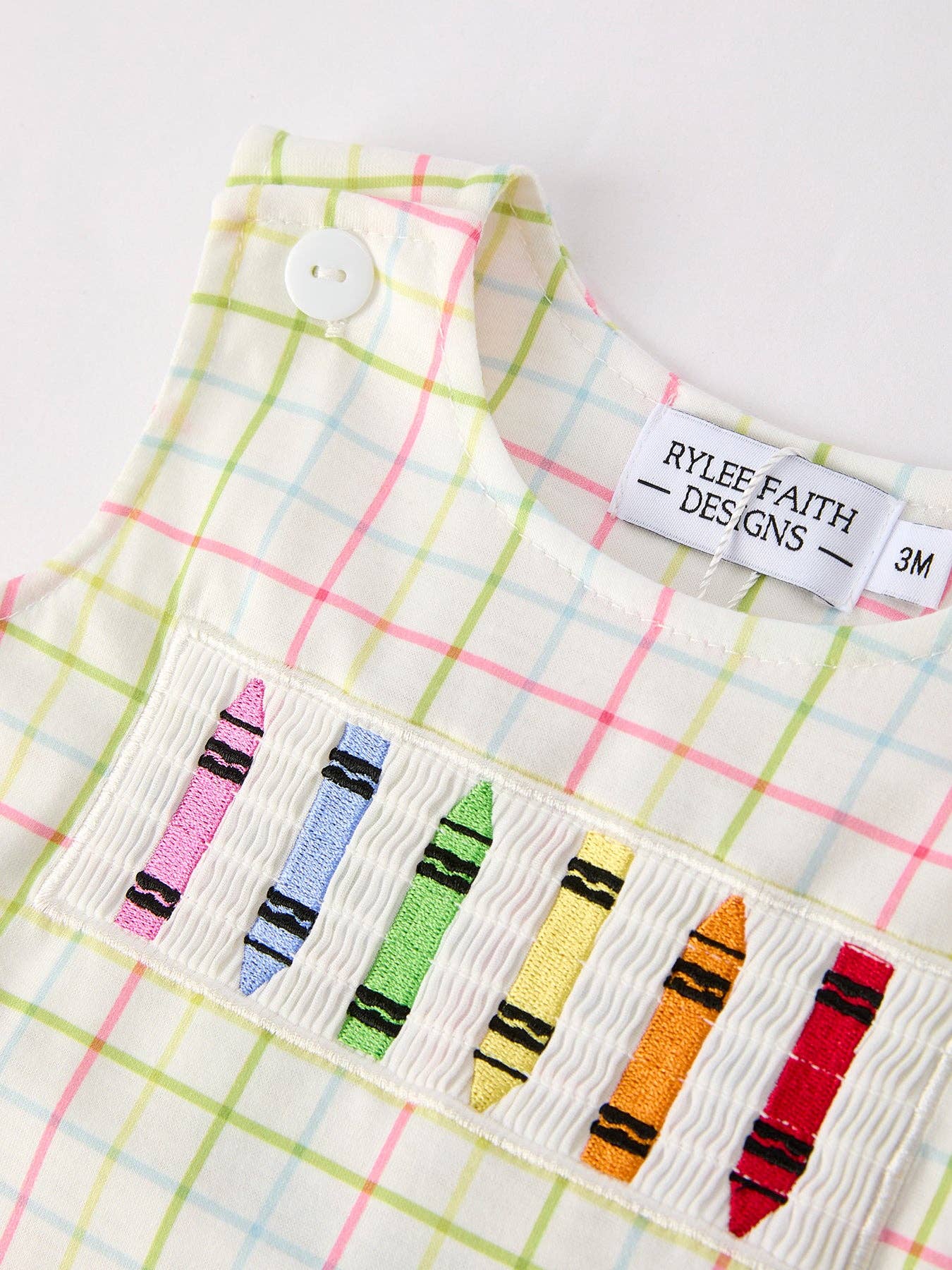 Rylee Faith Designs - Wholesale Jumpsuit - Baby - Back-To-School Smocking Embroidery Boys' Romper8