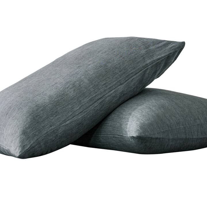 Conjunto de Duas Fronhas de Linho Cinza Ardósia por atacado de HomeRoots