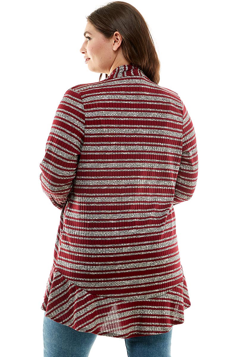 Azules Clothing – Großhandel Strickjacke – Damen – AJK-3016HCX-Plus-Damen-Strickjacke mit langen Ärmeln und Rüschen24