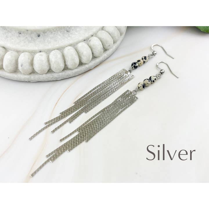 WonderLight Jewelry – wholesale Tofsörhängen – Ädelstenstofsörhängen - Dalmatisk jaspis/Inner Child1