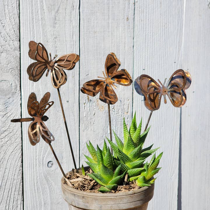 Rustic Metalz - Wholesale Garden/Lawn Stake - Springfly - Luxury Steel Metal Copper Patina Planter Stake7