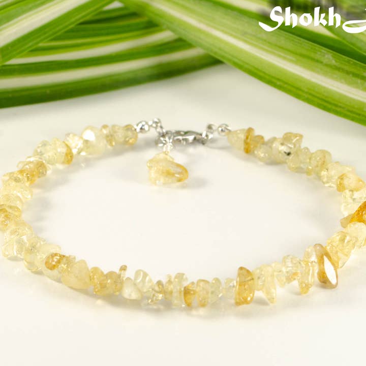 Bracelet de cheville à puce de citrine brute authentique pour la vente par Shokh Jewelry