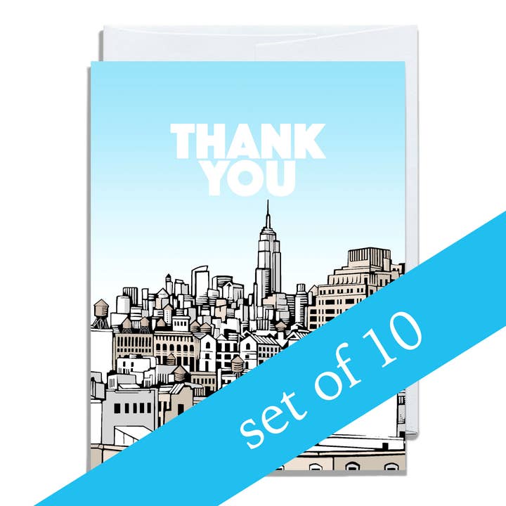 Thank You - Set di dieci biglietti di ringraziamento per la vendita all'ingrosso da parte di Daniel Joseph Durkin Illustrations