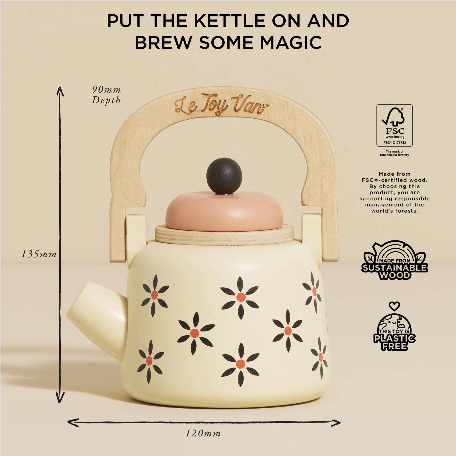 Le Toy Van, Inc. - Wholesale Toy Set - Kids - Vintage Wooden Role Play Kettle 3