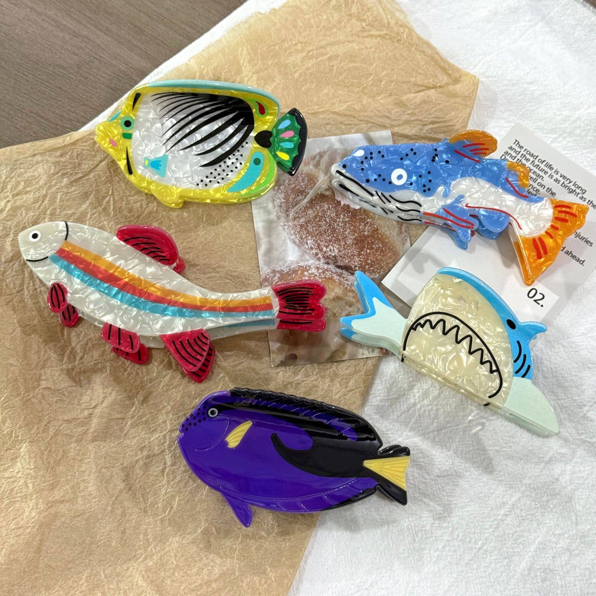 SoapElenGlen - Wholesale Hair Clip - Women's - Rainbow Trout & Shark Hair Clip, Fish Shaped Hair Claw8
