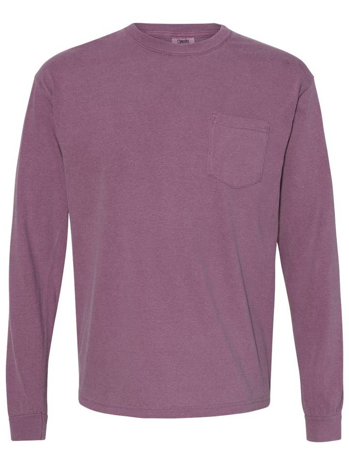 MYES BULK APPAREL - Wholesale T-Shirt - Unisex - Comfort Colors 100% Cotton Long Sleeve Pocket Unisex Shirt4