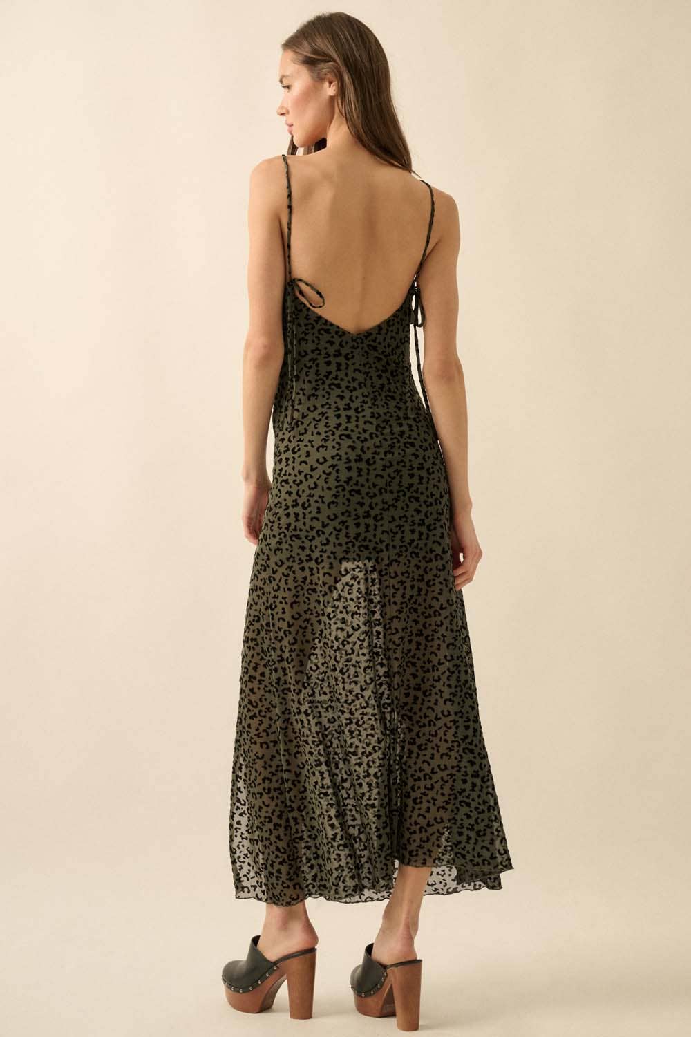 Promesa USA - Wholesale Dress - Women's - Flocked Leopard Mesh Cowl-Neck Maxi Dress17