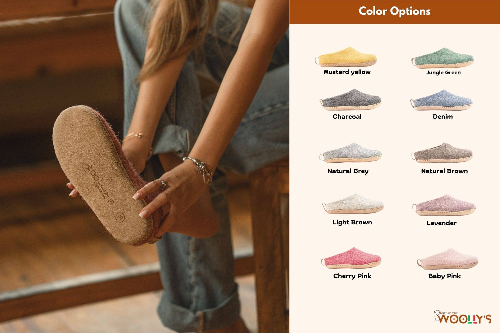 Woollyes Inc - Wholesale Slippers - Unisex - Indoor Open Heel Slippers With Leather Sole - Baby Pink16