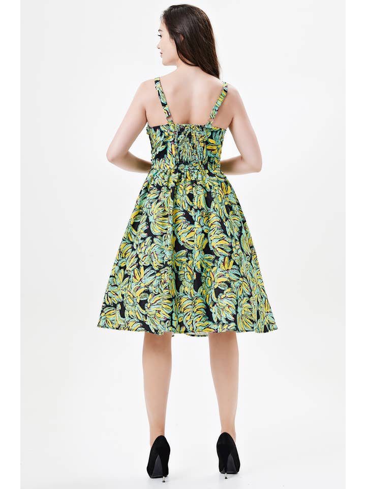 Black Multi 253127 | Eden | Linen Fit & Flare Dress With Pockets for wholesale on Faire2