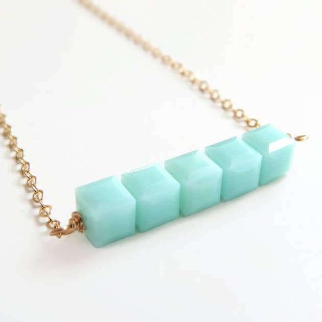 Mintgrön Crystal Bar Halsband - Mint Crystal Halsband - Mi för wholesale av Love Your Bling®