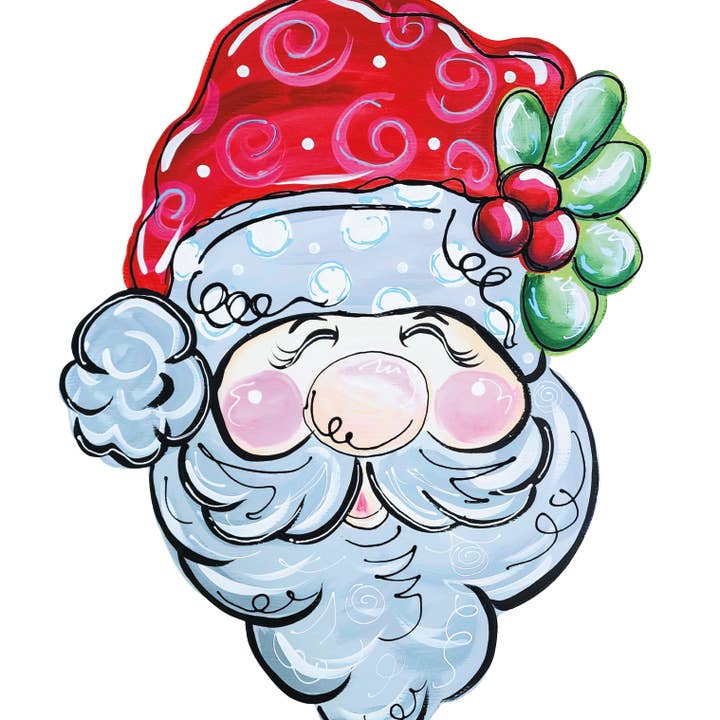 DecoExchange – Großhandel Schilder – Weihnachtsschild, Holzschild mit Weihnachtsmann, 12" Kranzschild, DD-W-0002