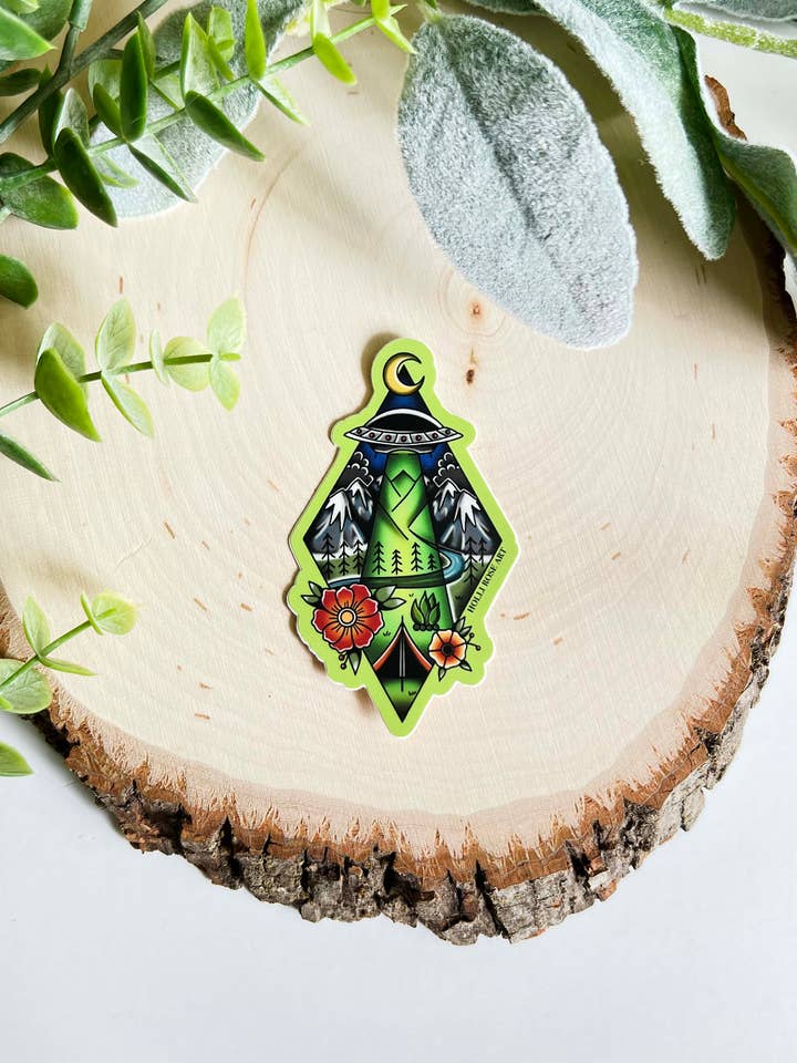 Alien UFO Sticker for wholesale by Holli Rose Art