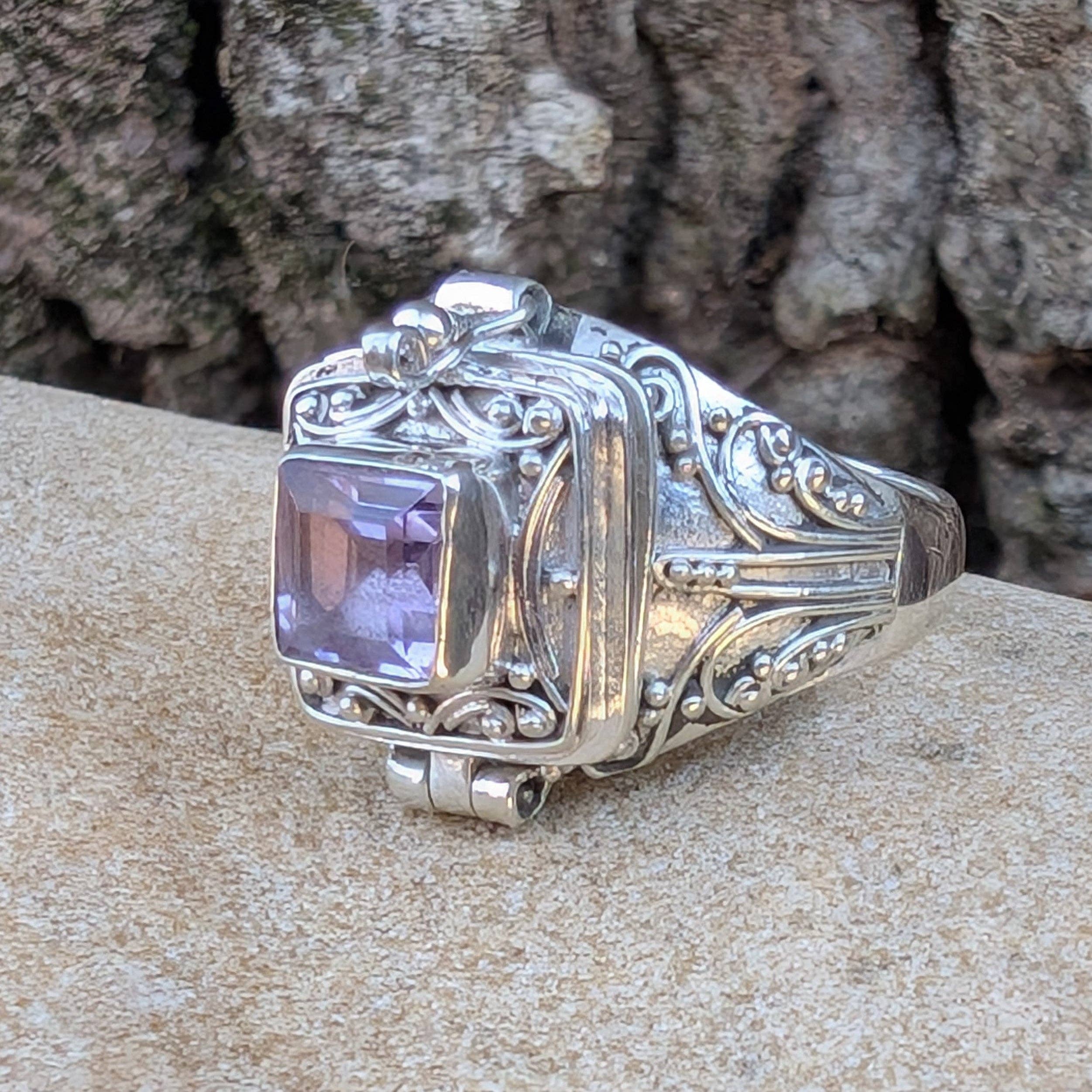 Silver Insanity - Wholesale Cocktail/Statement Ring - Midnight Elixir - Square Poison Locket Box Sterling Silver Ring9