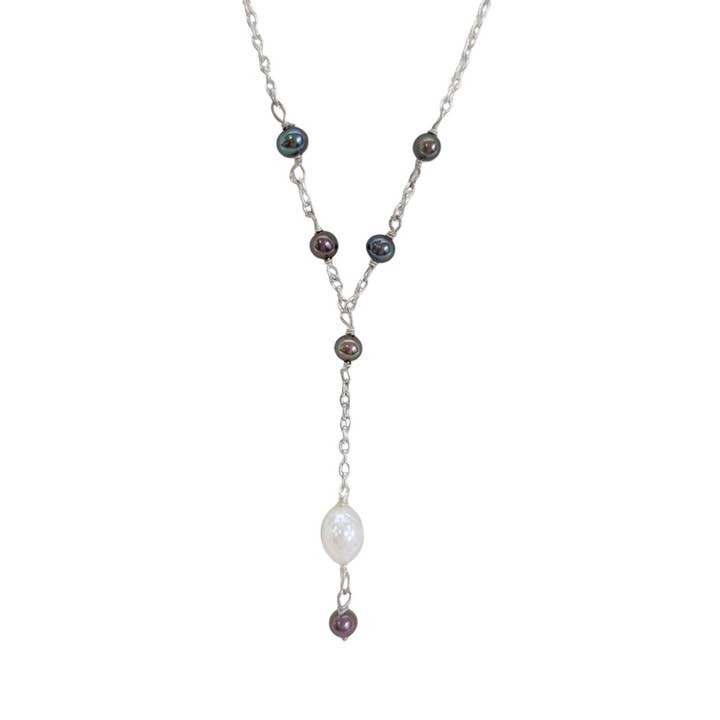 Pearl Sterling Y Necklace for wholesale by Saraswati Imports
