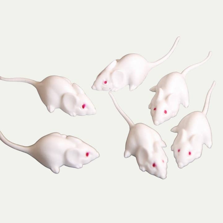 Mice - White Mouse Set - Red Eyes - 1" - 6 Pieces for wholesale on Faire1